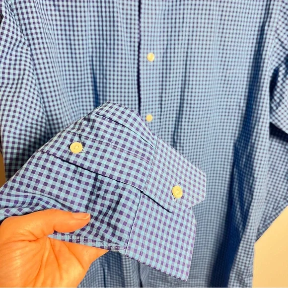Daniel Cremieux Men’s Large Blue Navy Check Shirt 100% Cotton Button-Down Shirt - Picture 3 of 10